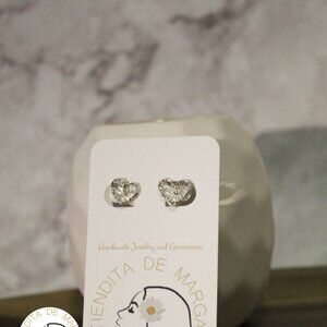 Heart-Shaped Silver Earrings